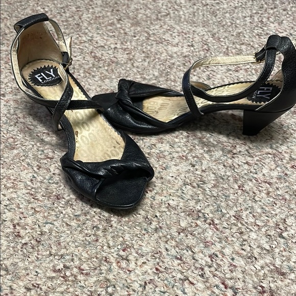 Fly London Shoes - Fly London Black Heeled Sandals with Strappy Design